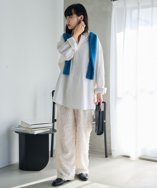 「PUBLUX」 イージーパンツ フリ- オリーブ レディース_画像4