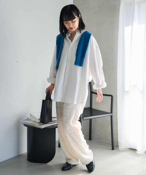 「PUBLUX」 イージーパンツ フリ- オリーブ レディース_画像5