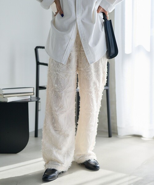 「PUBLUX」 イージーパンツ フリ- オリーブ レディース_画像7