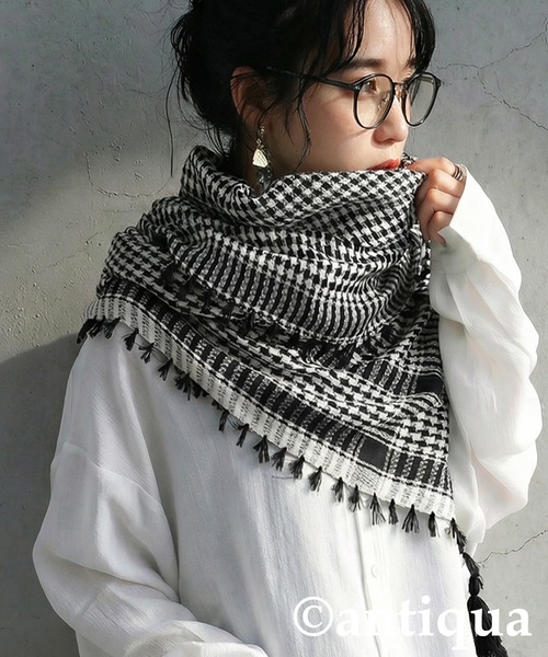 antiqua（アンティカ） ストール マフラー 千鳥格子 チェック柄 大判