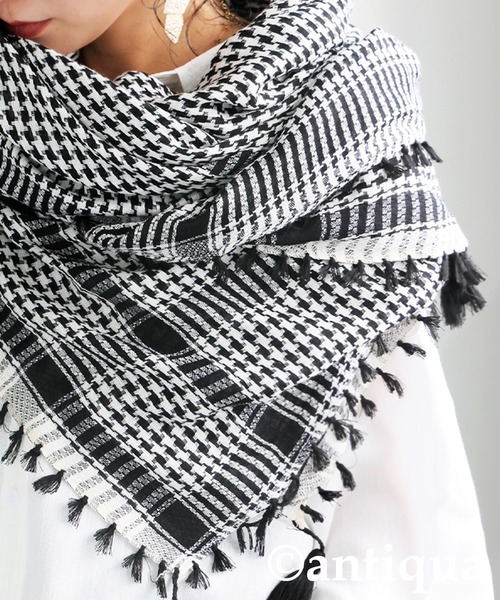 antiqua（アンティカ） ストール マフラー 千鳥格子 チェック柄 大判