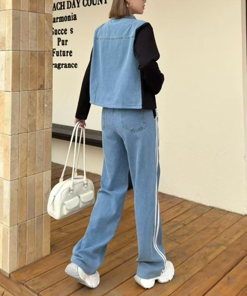 FAVORITO セットアップ スウェット切り替えデニムトップスパンツ