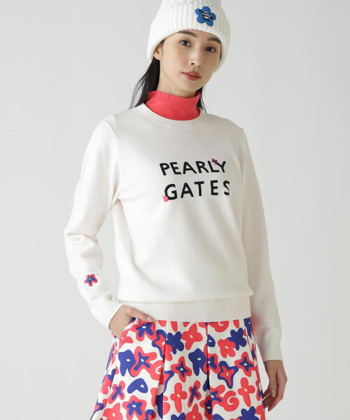 PEARLY GATES ホワイトリブセーター PEARLY GATES パーリーゲイツ