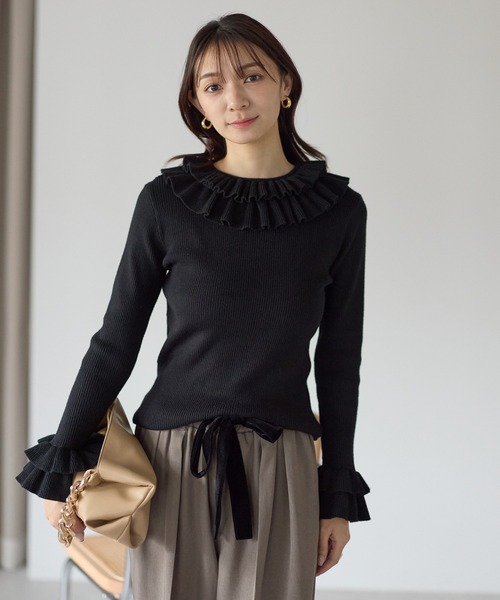 Neige（ネージュ） ニット セーター ダブルフリルリブニット