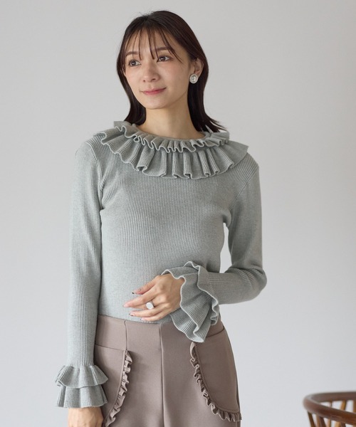 Neige（ネージュ） ニット セーター ダブルフリルリブニット