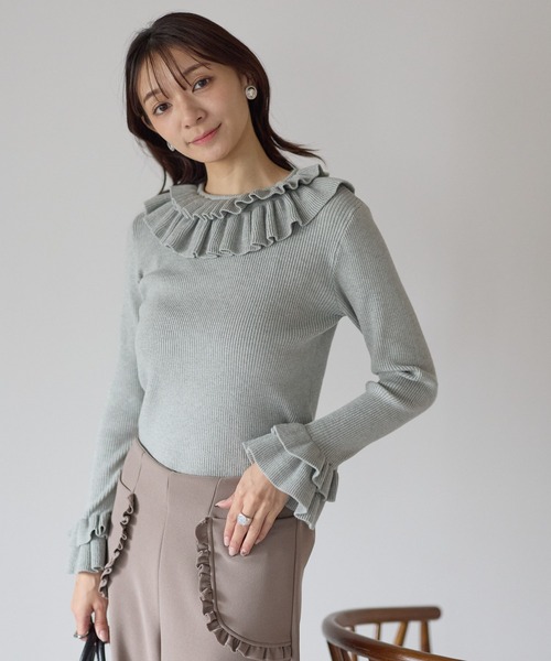 Neige（ネージュ） ニット セーター ダブルフリルリブニット