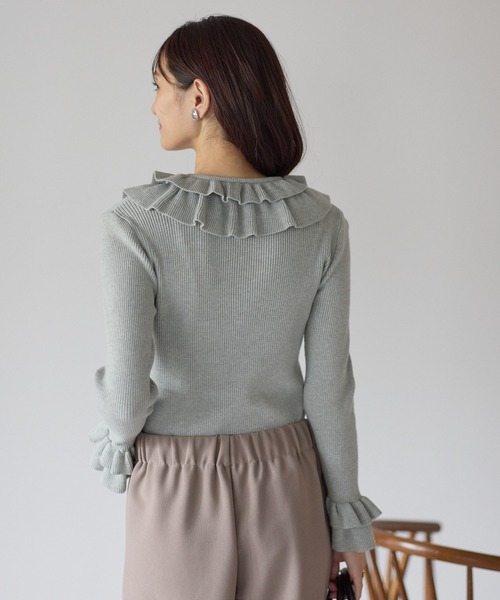 マチャット machattフリル付き襟アイボリーセーターフリルカラーリブニット マチャット machattフリル付き襟アイボリーセーターフリルカラー