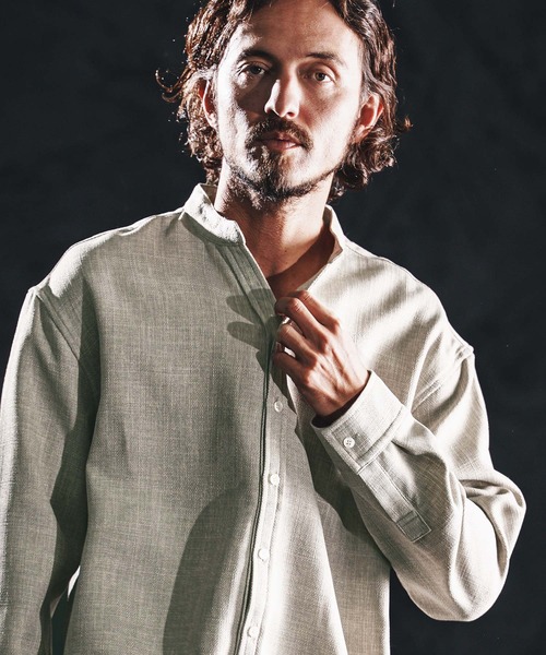 wjk reluxe シャツ ms6364-linen like V neck LS shirts シャツ(WR26S