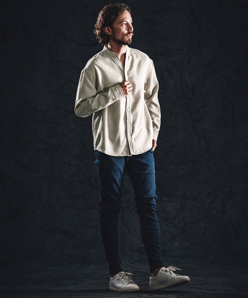 wjk reluxe シャツ ms6364-linen like V neck LS shirts シャツ(WR26S