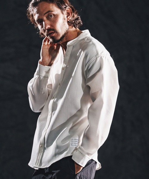 wjk reluxe シャツ ms6364-linen like V neck LS shirts シャツ(WR26S