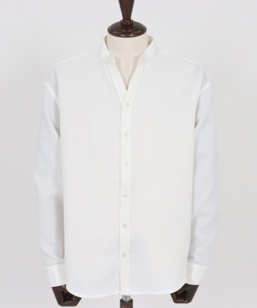 wjk reluxe シャツ ms6364-linen like V neck LS shirts シャツ(WR26S