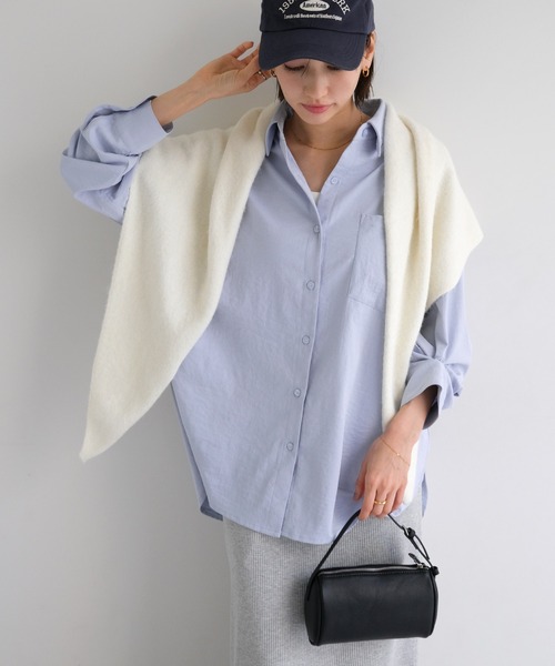 evernavy ブラウス シャツ 2wayスリーブ長袖シャツブラウス レディース