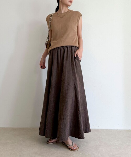 「fredy emue」 フレアスカート 38 ブラウン レディース_画像2