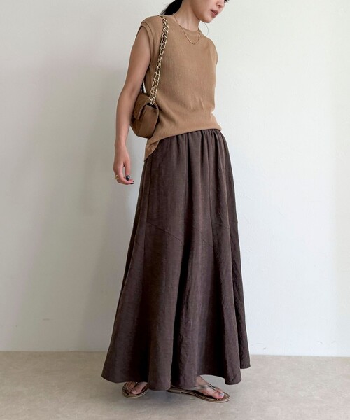 「fredy emue」 フレアスカート 38 ブラウン レディース_画像3