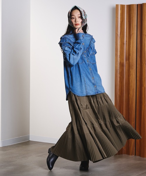 ROSE BUD　新品未使用ドロストティアードスカート ROSE BUD（ローズバッド） ロング スカート TIERED SKIRT : ZOZOTOWN