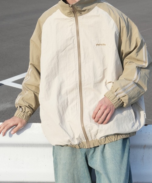 「Perushu」 ナイロンブルゾン LARGE ベージュ メンズ_画像3