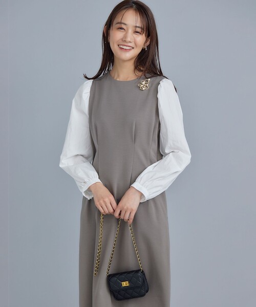 「組曲」 長袖ワンピース 6 ブルー レディース_画像2