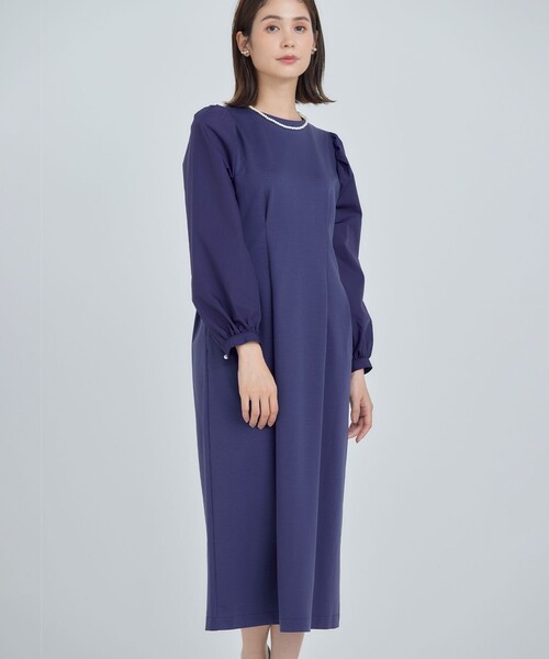 「組曲」 長袖ワンピース 6 ブルー レディース_画像8