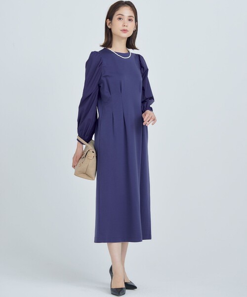 「組曲」 長袖ワンピース 6 ブルー レディース_画像9