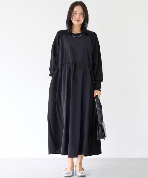 「LAVEANGE」 長袖ワンピース 5L ネイビー レディース_画像9