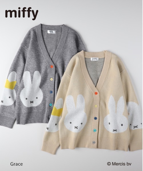 ミッフィーさんマイラン　ニット Right-on（ライトオン） カーディガン 「miffy」ミッフィー フェイス柄