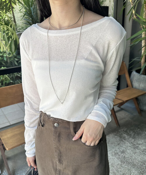 「mystic」 長袖カットソー FREE オフホワイト レディース_画像2