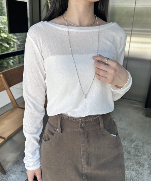 「mystic」 長袖カットソー FREE オフホワイト レディース_画像3