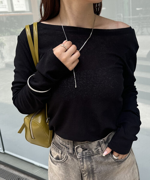 「mystic」 長袖カットソー FREE オフホワイト レディース_画像8