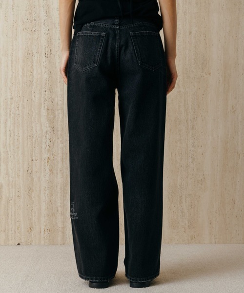 ワイドパンツ ジーンズ デニム デニムパンツ RIPPED JEANS/リップドジーンズ レディースの画像