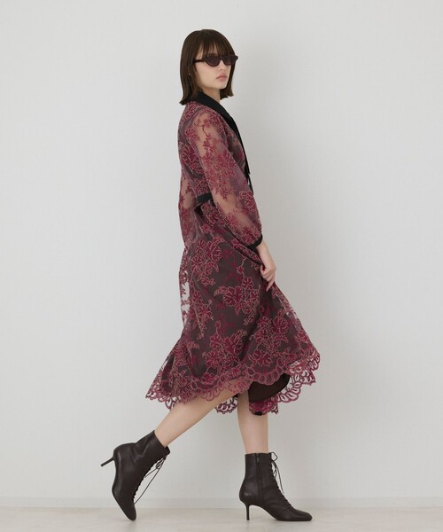 グレースコンチネンタル バックリボンバイカラーワンピース　レース　刺繍 GRACE CONTINENTAL（グレースコンチネンタル） ドレス バイカラー