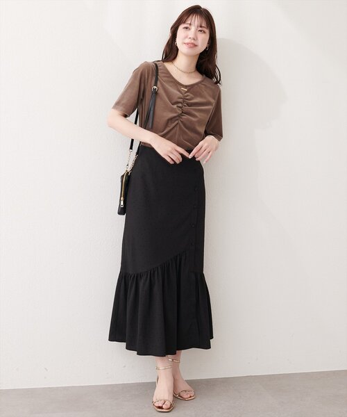 natural couture ロング スカート フロントボタンマーメイドスカート