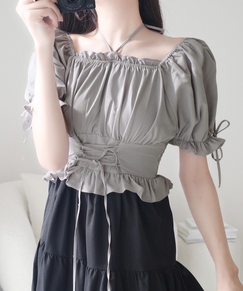 「mily bilet」 ドッキングワンピース LARGE グレー レディース_画像9
