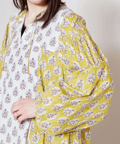 「チャイハネ」 「Amina」長袖ワンピース FREE ブルー レディース_画像9