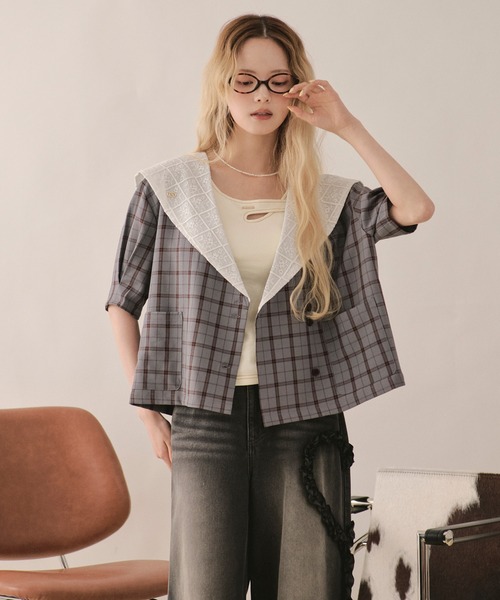 loin nuit ジャケット テーラードジャケット sailor collar lace