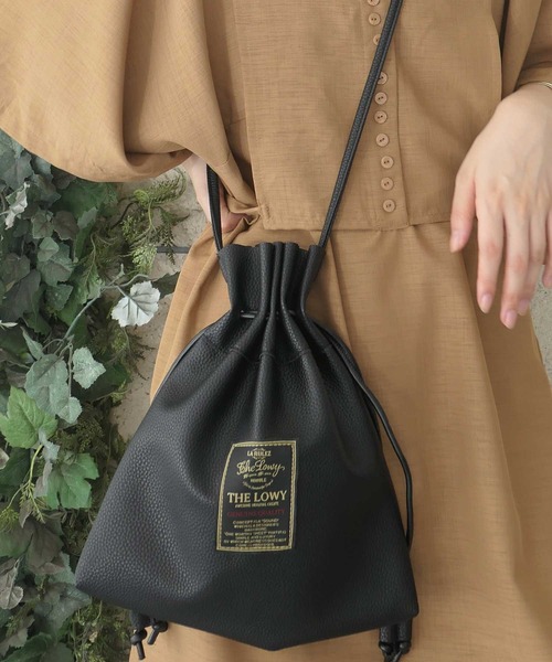 極美品　コールハーン　２WAY　ショルダーバッグ　巾着　ブラウン　レザー 2WAYレザー巾着ショルダーバッグ[品番：TRIW0002952]｜CORNERS