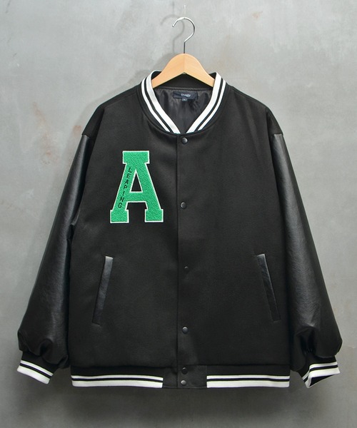 JOKER BRANDスタジャン ネイビー XL 古着 チカーノ 中綿 joker スタジャン オーバーサイズカレッジロゴスタジャン メンズ
