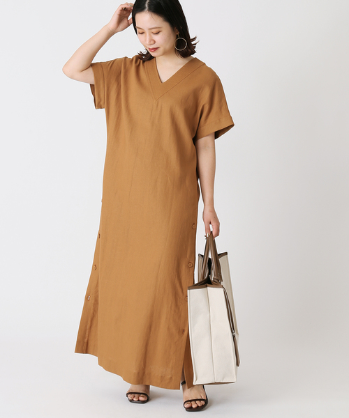リネン素材●サイドスリットワンピース●Massimo Dutti リネン素材○サイドスリットワンピース○Massimo Dutti (Massimo