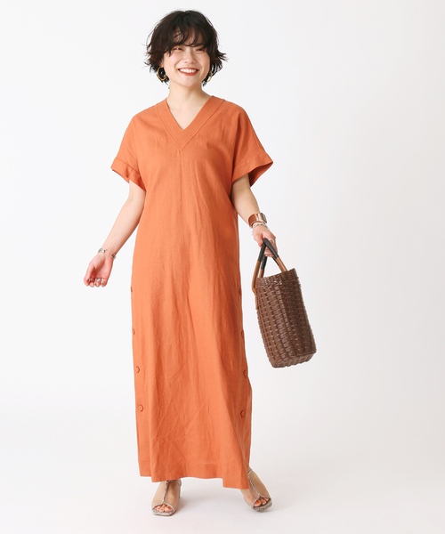新品未使用品　レーヨン麻ワンピース セール】【シアー／夏ワンピ】レーヨン麻ワンピース（ワンピース