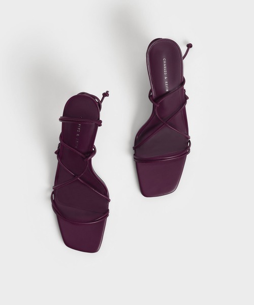 追跡便【Charles&Keith】ストラップタイアラウンドサンダル 2色 ストラッピー タイアラウンドサンダル&フルーツチャームセット