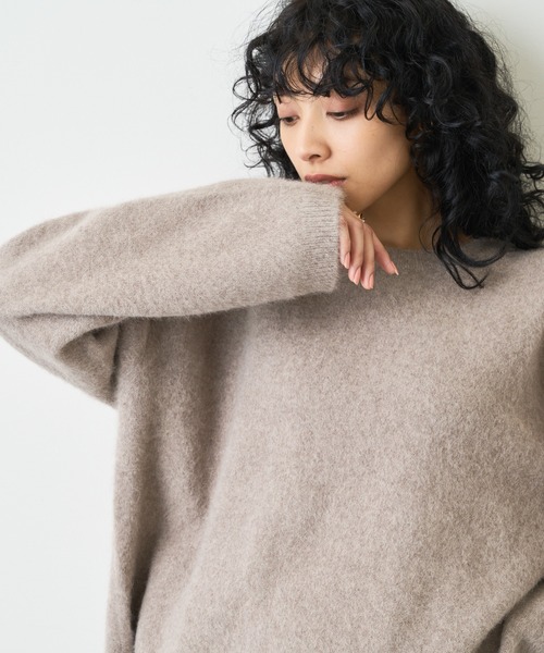 Whim Gazette ニット ファークルーネックプルオーバー