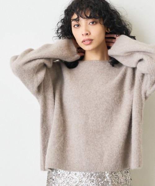 Whim Gazette ニット ファークルーネックプルオーバー