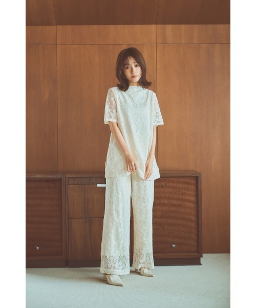 tシャツ レースストレートパンツ レディース