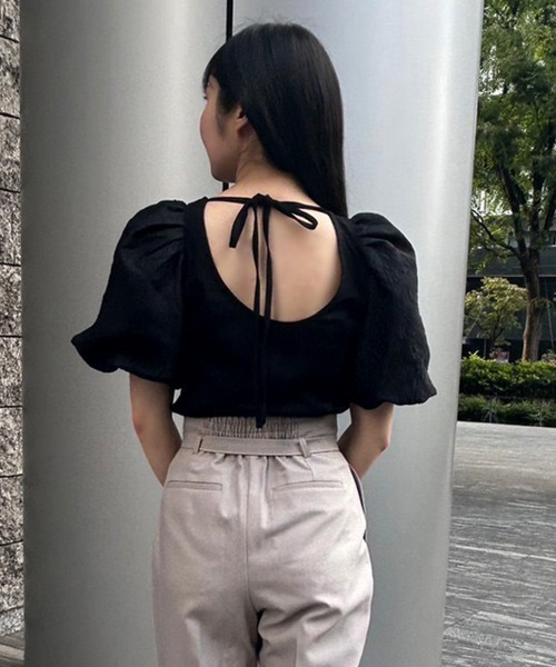 And Couture tシャツ 袖ジャガードパフスリーブトップス