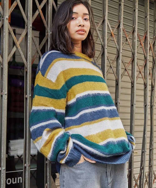 セーター ニット Buyer's Select/シャギーマルチボーダーニット メンズ