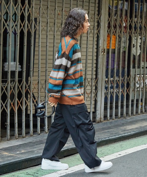 セーター ニット Buyer's Select/シャギーマルチボーダーニット メンズ