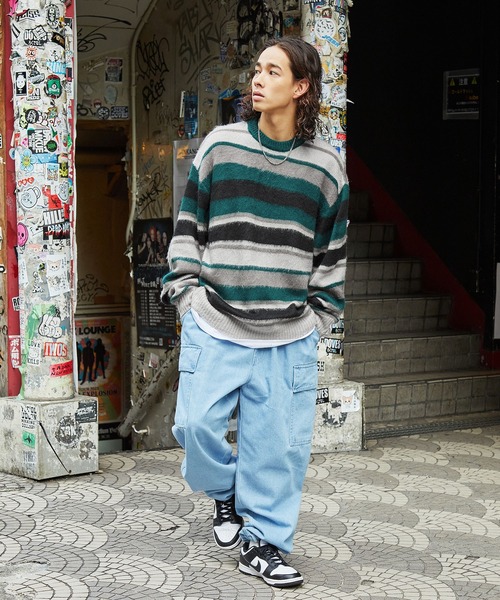 セーター ニット Buyer's Select/シャギーマルチボーダーニット メンズ