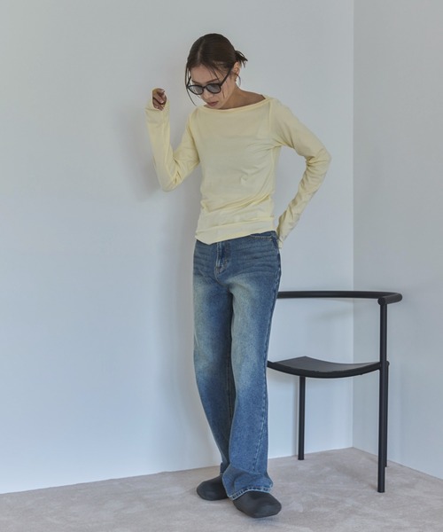 4693【美品】サカイ ストレートデニム パンクパンツ フラップ付き　M ブルー セール】 〈洗濯機可能〉ストレート フィット デニム パンツ