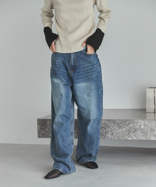 N.Sページ デニムパンツ ダメージ デニムパンツ ハイウエスト SK19611238-1152 : まるっ