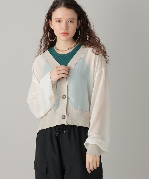 カーディガン ドッキングシアーカーデ レディース FOREVER21 カーディガン 「2024SS」シアードッキングカーデ