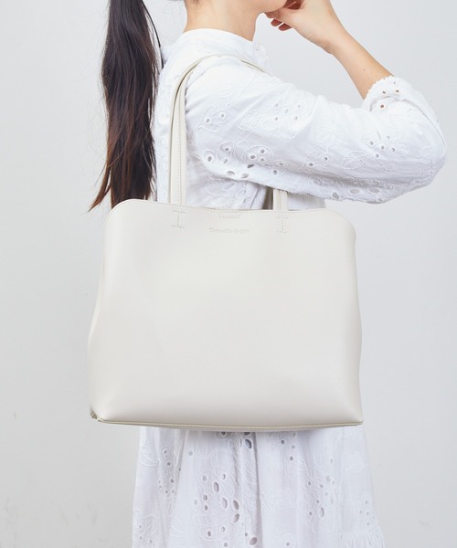 TORY BURCH A4収納可 3層 サフィアーノレザー トートバッグ 白 Sunny Side（サニーサイド） トートバッグ SUNNY SIDE: 3層 A4サイズ